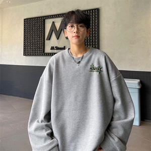 华夫格！华夫格上衣男圆领华夫格卫衣男大码长袖t恤男HY217-特P23图片