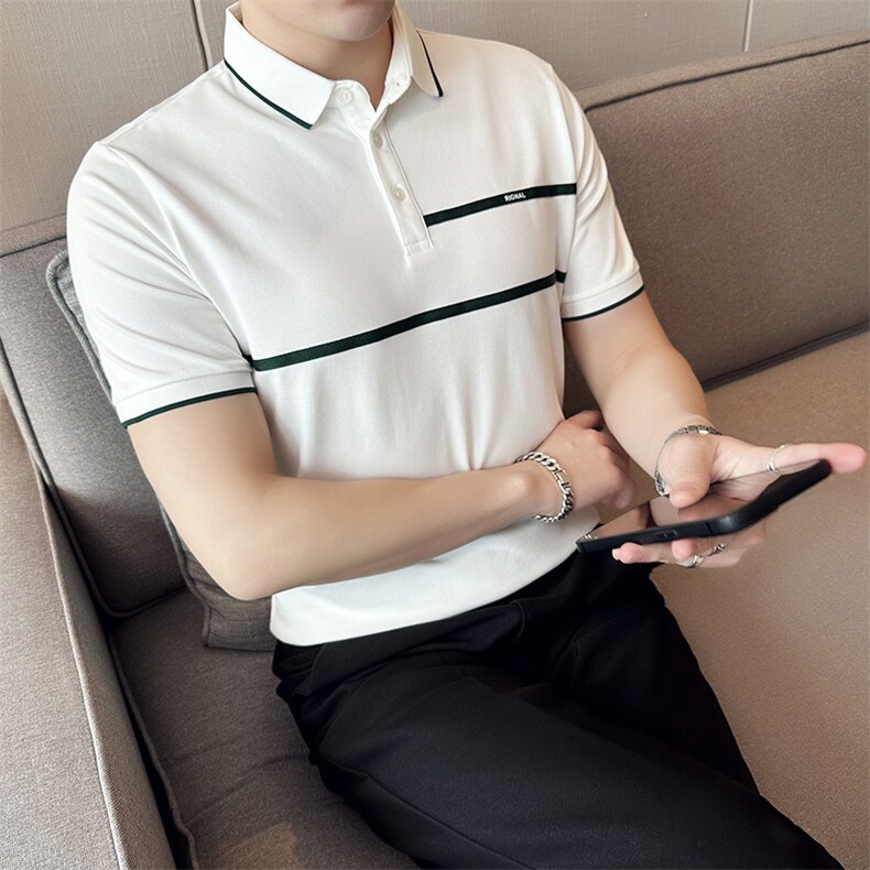 主推大货织带设计夏季短袖T恤翻领Polo衫大码半袖上衣T0240-P48,男装T恤,电商D342