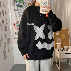 1港风圆领中性情侣潮流大码M-5XL印花加厚毛衣男7024P55加绒P70，男装针织衫/毛衣，星座226-2