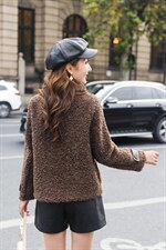 冬季新款颗粒咖啡色淑女外套，其它，水锦红