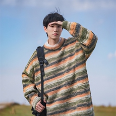 男士油漆条纹针织毛衣A367M2361P75控108，男装针织衫/毛衣，电商A367