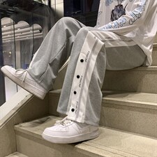 排扣裤子男篮球运动裤高街ins阔腿裤韩版潮流宽松休闲裤k4030-p35,女装休闲裤,星座1008-2