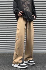 秋季新款水洗纯棉美式高街直筒裤排扣拖地休闲男长裤2302-P48，男装休闲裤，电商C305A