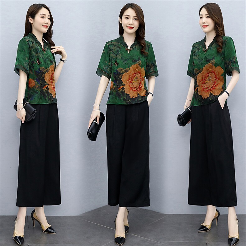 2021夏季新款简约优雅时尚气质复古文艺舒适两件套，女装套装/套裙，然然