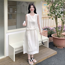 韩版无袖背心上衣半身裙小个子两件套女2025夏季新款法式时尚套装，女装套装/套裙，2C159