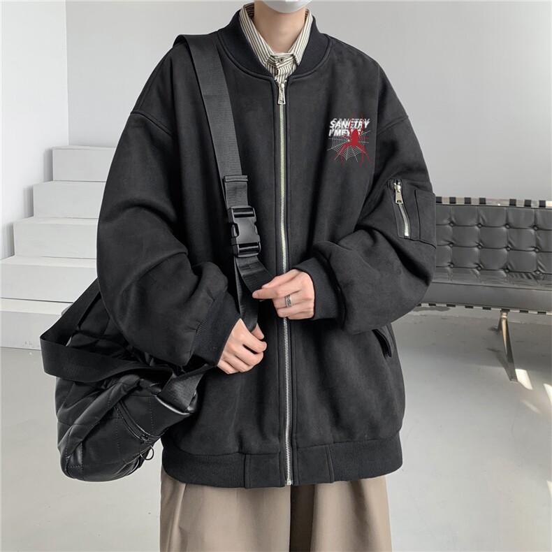 秋款美式复古麂皮绒飞行棒球服男女夹克外套JF3305-P80控108,男装夹克,电商B370