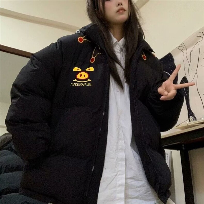 网络图现货潮流文艺日系新款原宿猪猪侠慵懒百搭棉衣JS331-P98,男装棉衣,星座715-7