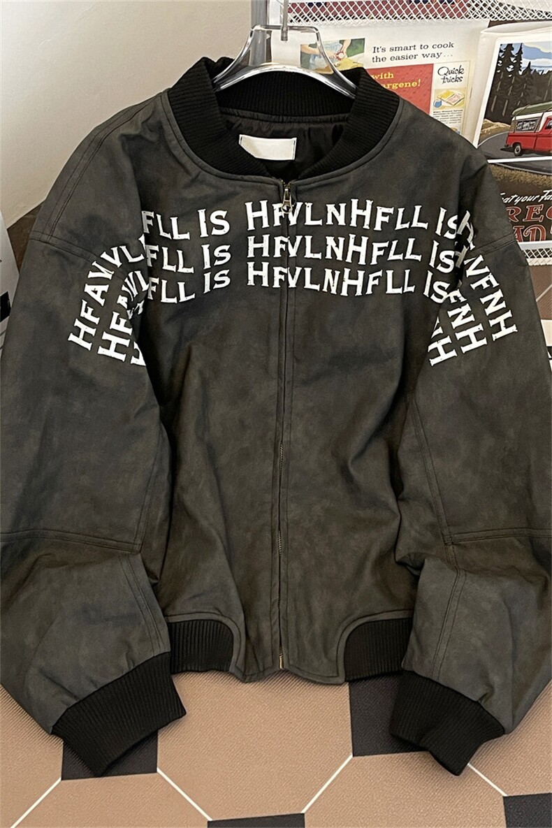 美式高街立领夹克外套男女秋冬季节hiphop潮牌字母印花棉服棒球服,男装夹克,星座505-2（原电商A260-1)