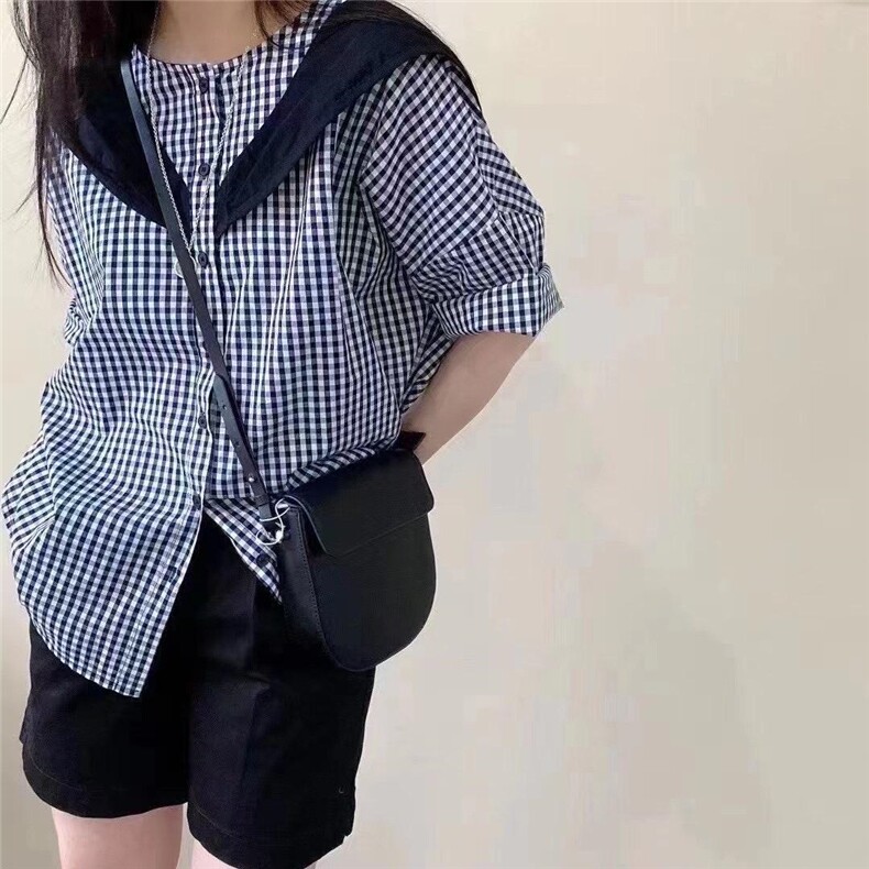 休闲格子上衣，女装，依多坊