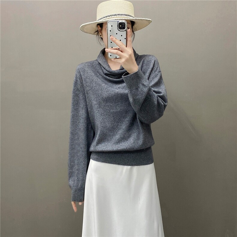 HE|自由主义慵懒风baby山羊绒衫女自由领针织衫宽松毛衣大地煞,针织衫/毛衣,国旺羊绒
