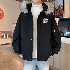 冬季宽松/连帽大毛领休闲外套潮加厚棉衣XZ102B-1M2592-P90，男装棉衣，星座102B-1