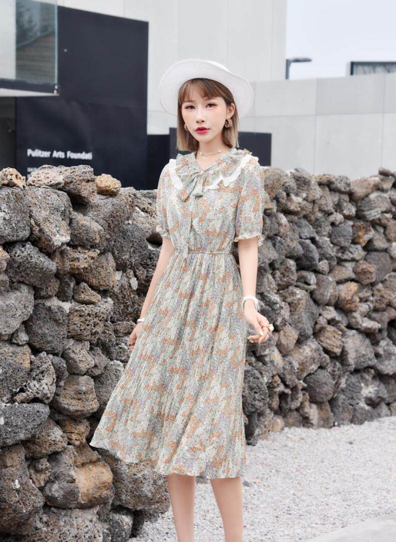 夏季法式小碎花雪纺连衣裙，女装连衣裙，蜜雪·薇琪