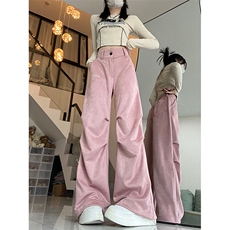 秋款男女鹿皮绒休闲裤字母印花褶皱抽绳束脚中性风长裤h972P50，男装休闲裤，星座1013-1