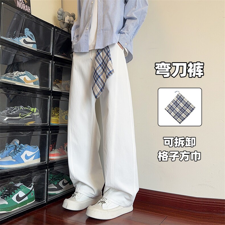 2026春季新款可拆卸格子方巾休闲弯刀裤男K6725特P35建议零售价88,男装休闲裤,电商A001-1