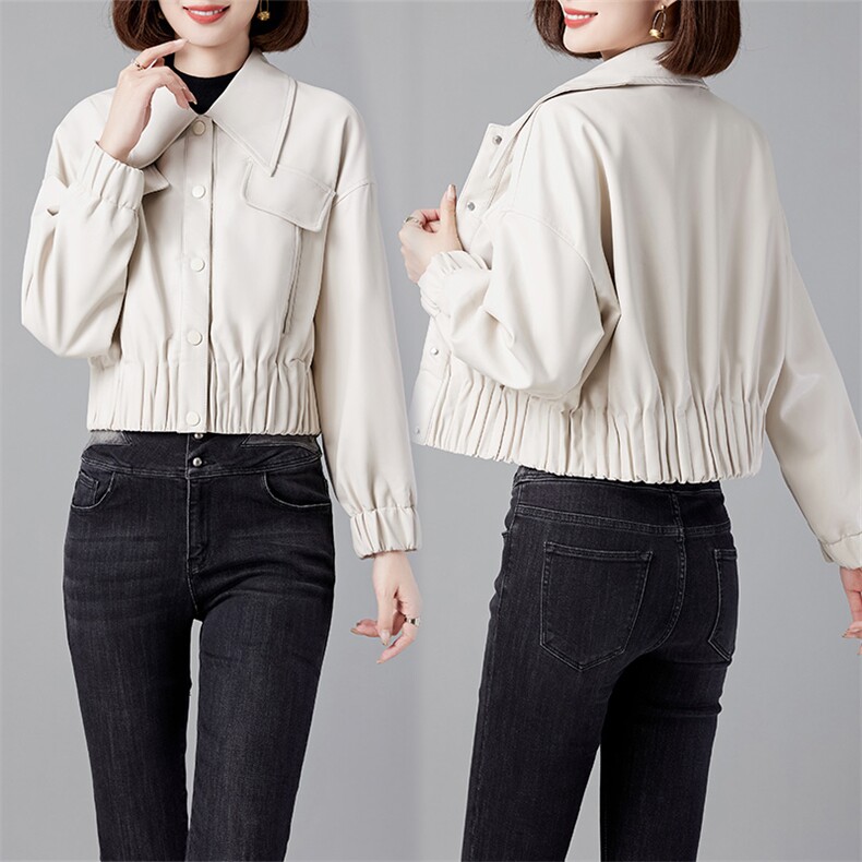 皮衣外套女春秋装短款绵羊皮小个子2023年款新款软皮宽松皮夹克，女装皮衣，江南女神