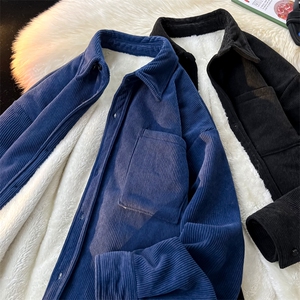 8XL-M加绒灯芯绒衬衫大码复古秋冬翻领上衣外套CS9001/P58加绒68图片