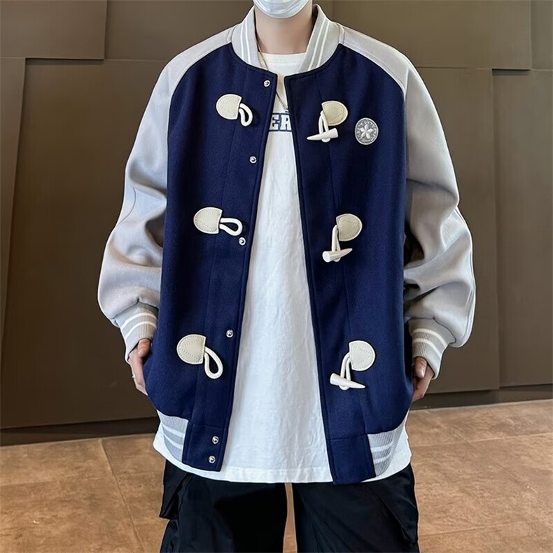 美式复古牛角扣棒球服外套女2024春宽松设计感小众夹克潮J203,男装夹克,星座1116A-1（原606A）