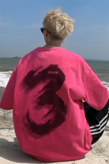 外景水洗重磅新款夏季欧美宽松短袖T恤男大码打底体恤DT9735/P35，男装T恤，电商B316