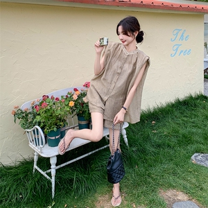 法式气质时尚背心上衣套装女2025夏季新款宽松显瘦阔腿短裤两件套图片