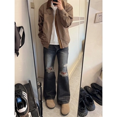 【有货】棕色棒球服外套男春秋美式复古翻领工装夹克JKA678HH-P75，男装夹克，星座1007（原301D）