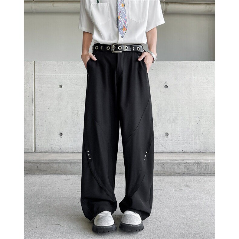 美式微喇休闲西裤男款潮牌新款宽松直筒拖地长裤子KZ082-P52，男装西裤，星座308B-1