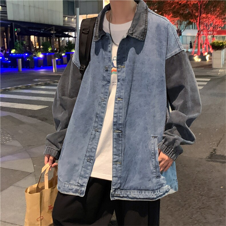 拼接牛仔外套男春秋款韩版百搭夹克休闲宽松ins上衣服JK0861-P65,男装夹克,星座1008