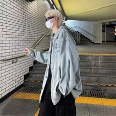 美式复古水洗牛仔外套男春季设计感潮牌高街情侣宽松休闲百搭夹克，男装夹克，星座506A