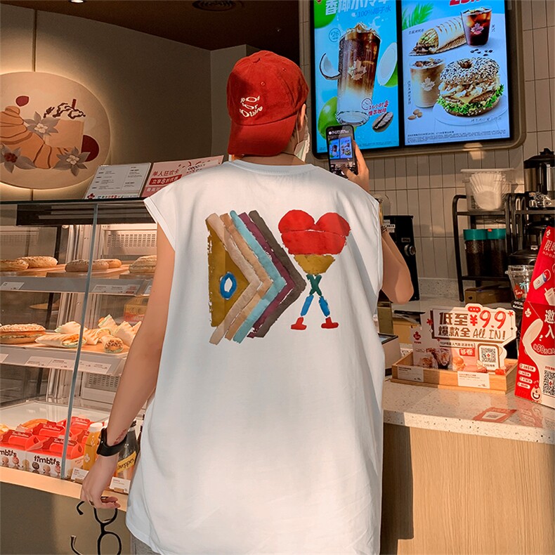 涂鸦直播抖音得物品质纯棉250克无袖背心T恤T2538P25控39，男装背心/马甲，电商C408(原B339-1)