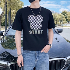 绿色2022精神小伙修身男士潮流短袖T恤社会t6615-P45控68，男装T恤，电商A108