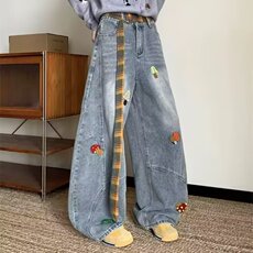 1506/Q8590/P55港风潮男字母牛仔裤嘻哈ins潮高街潮流痞帅长裤，男装牛仔裤，星座1506