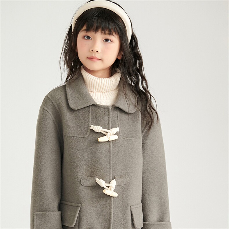 高品质儿童羊毛大衣秋冬保暖时尚外套中长款女童毛呢大衣,童装外套,鑫贝羊绒