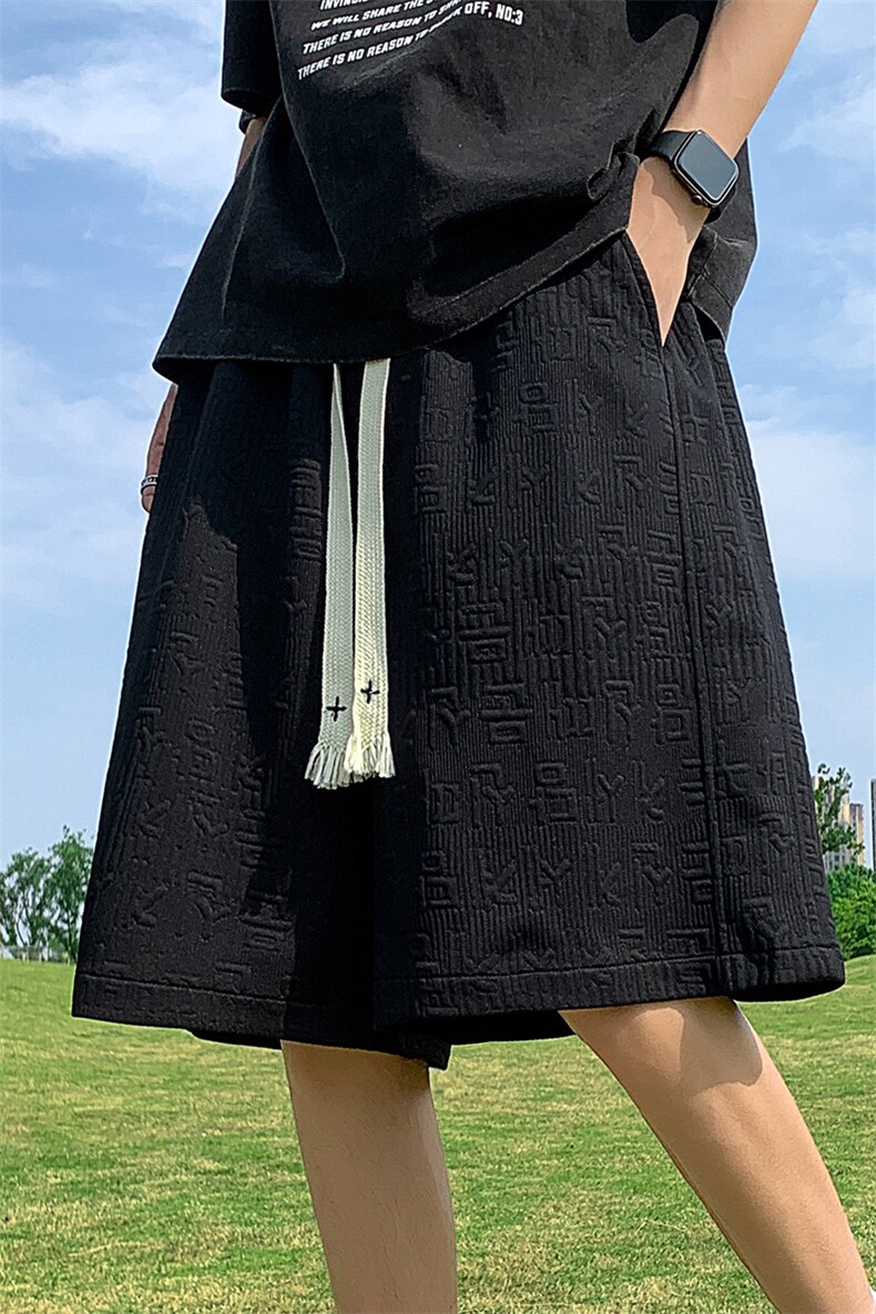提花休闲运动短裤男生宽松潮流百搭夏学生五分裤XZ514-2-1532-P38,男装牛仔裤,星座514-2(原B239)