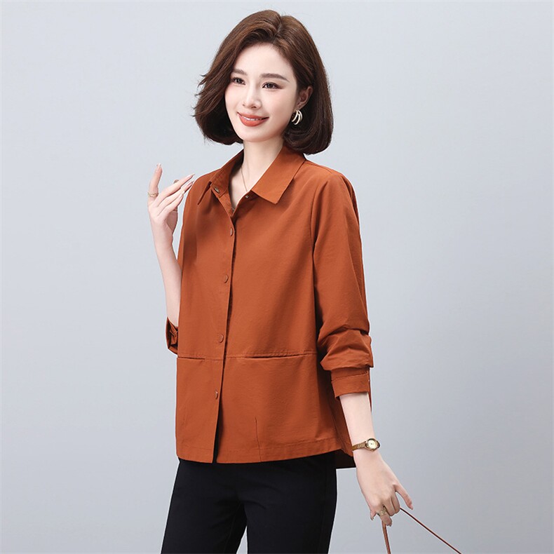 纯棉衬衫外套女春秋2024新款小个子宽松休闲百搭长袖衬衣开衫外套，女装衬衫，雪樱依海