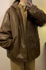 XZ213-GKMY8862-P128控148抖音品质直播供货中长款夹棉皮衣棉服，男装皮衣，星座213