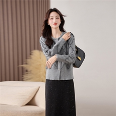 2025年冬季新款手工订珠开衫毛衣外套打底，女装针织衫/毛衣，乐吉娜