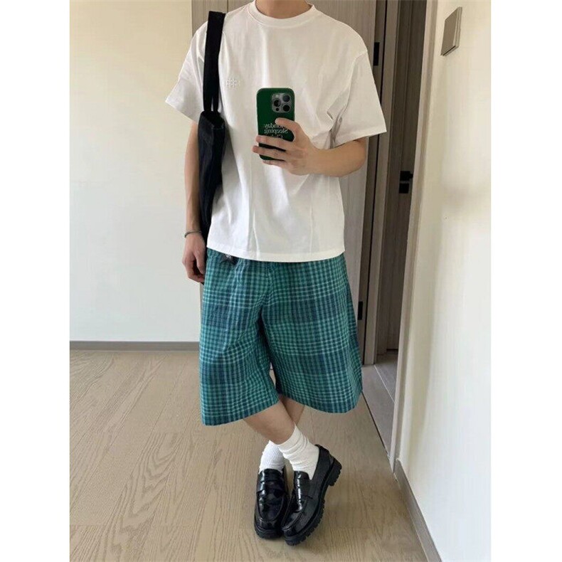 夏季宽松休闲居家格子五分裤薄款-DK89-网络图,男装牛仔裤,星座1002-2