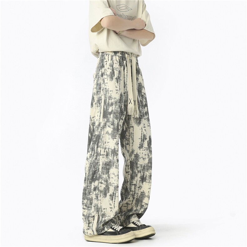 直播夏季速干空调裤凉感冰丝裤港风宽松扎染休闲裤K22509-P30,男装休闲裤,电商A099