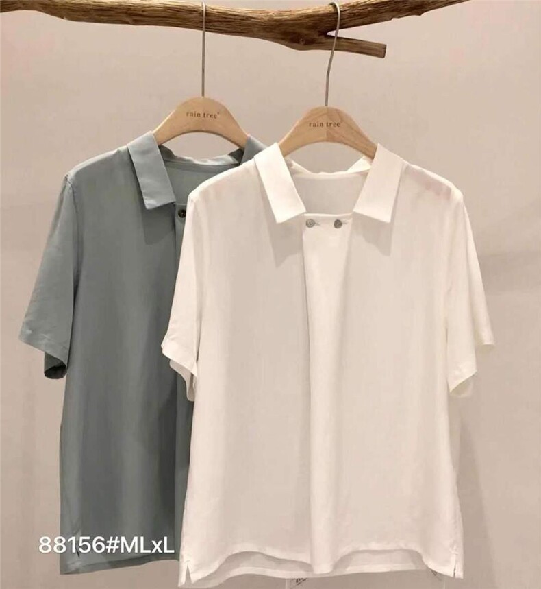 2021夏季新款韩版纯色天丝衬衫现货，女装衬衫，雨木其