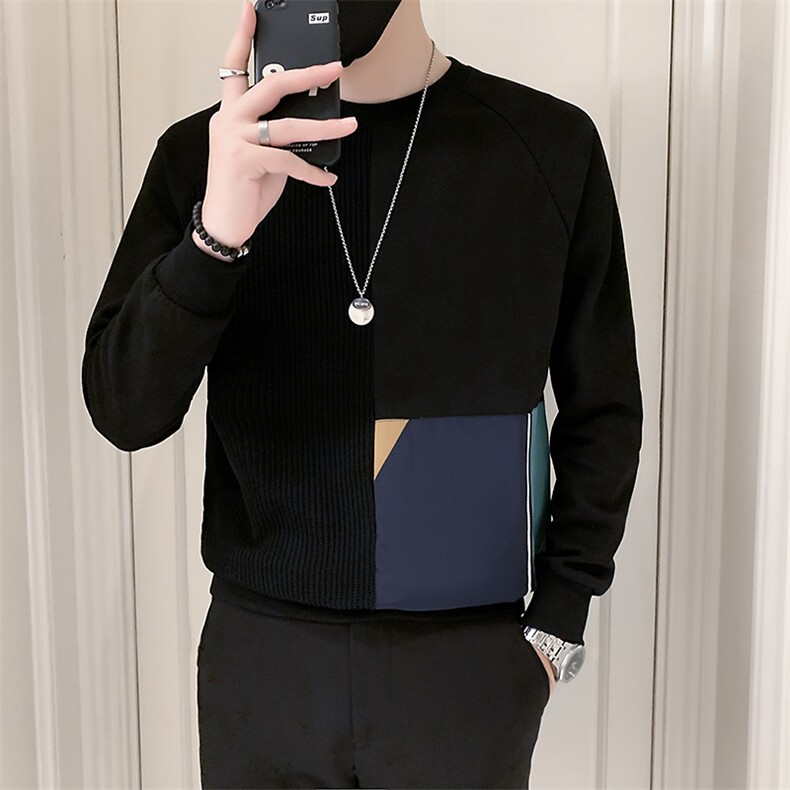 圆领卫衣男2025新款秋季潮牌拼接上衣帅气男A313-1-22263-P88,男装卫衣,电商A313-1