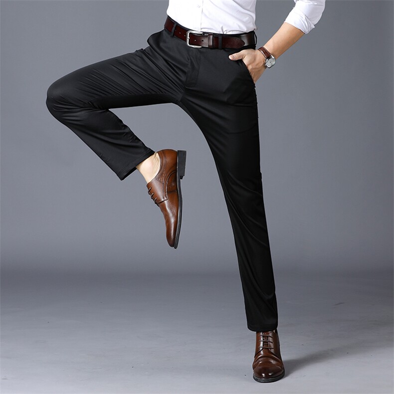 S815天丝宽松直筒2021秋冬季新款西裤商务休闲高端男裤主推P74，男装西裤，电商B360