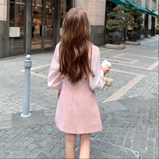 温柔少女感娃娃领衬衫连衣裙套装女2025秋季小香风气质减龄小个子，女装衬衫，2D014
