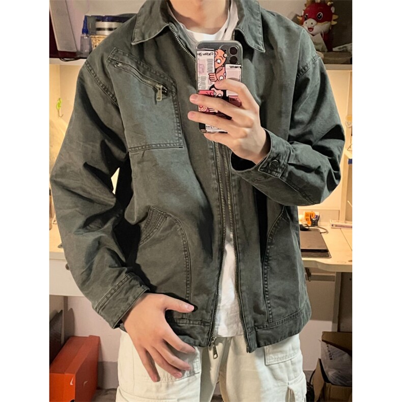 706-1-FF213-P75现货春季双经斜棉拉链贴袋翻领水洗夹克外套，男装夹克，星座706-1