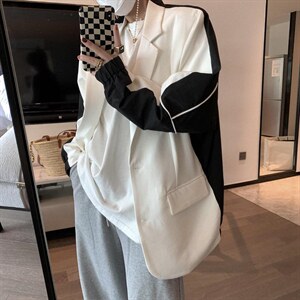 拼接棒球服西装图片