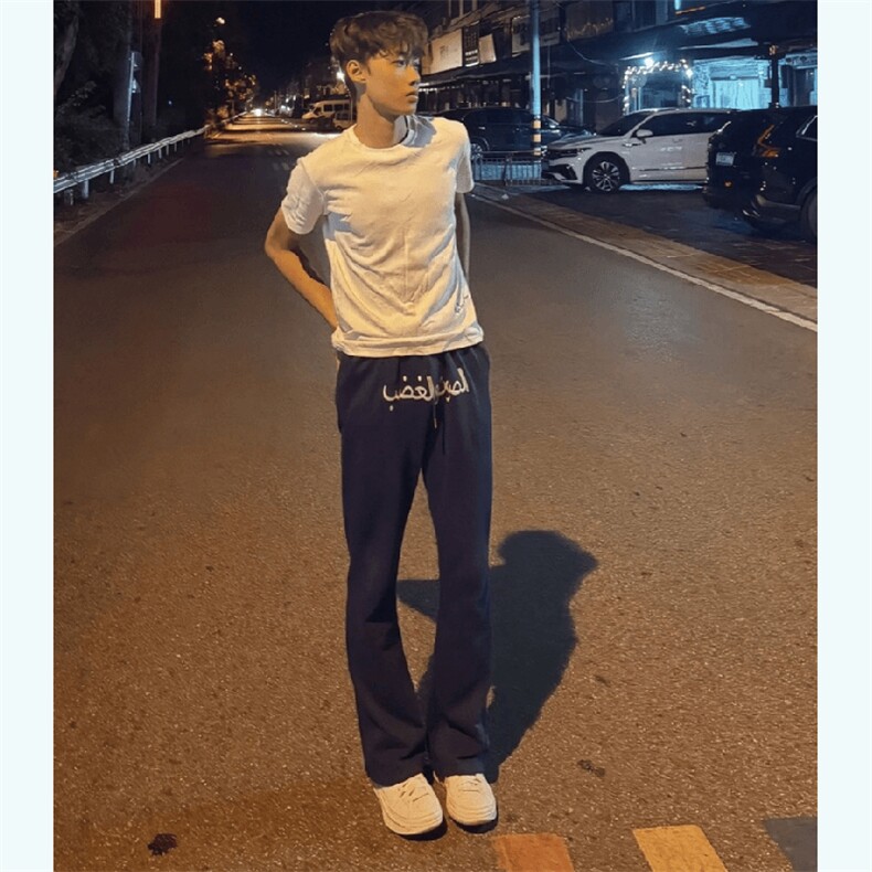 美式高街潮牌男女运动休闲裤直筒宽松慵懒显瘦印花休闲卫裤子,男装休闲裤,电商A486