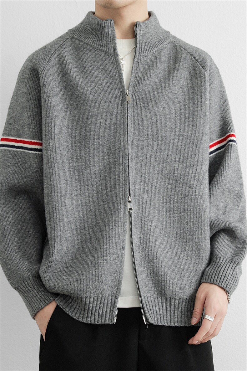 针织开衫潮流男士外套春秋2025新款立领休闲宽松韩版拼色休闲毛衣,男装针织衫/毛衣,星座914