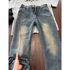 美式高街设计感牛仔裤男女炸街裤子宽松直筒裤1008-L91577-P46，男装牛仔裤，星座1008