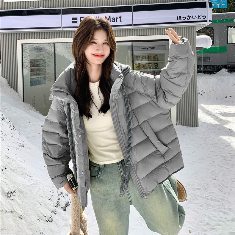 韩版针织帽90绒白鸭绒羽绒服女冬季2025新款短款减龄巨好看,女装羽绒服,2D076