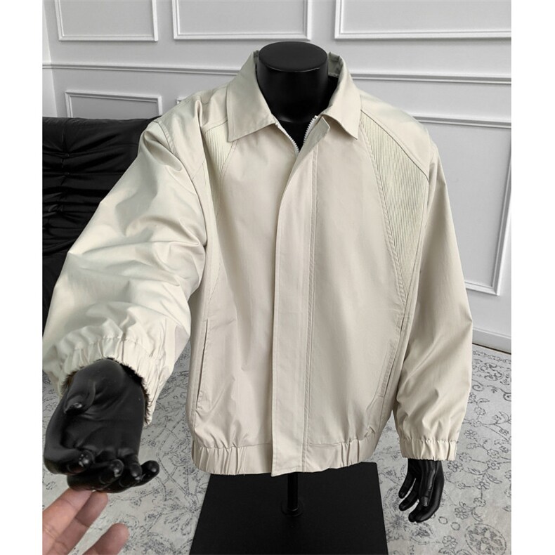 美式撞色罗纹翻领夹克cleanfit哈灵顿设计潮牌外套504-W624-特P60,男装夹克,星座504