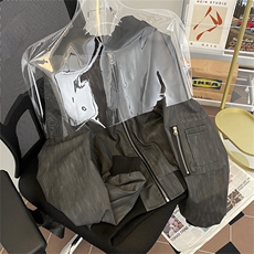 美式复古棒球服男春秋季宽松休闲连帽pu皮纹理夹克外套JK9306-P85，男装夹克，星座308B-2