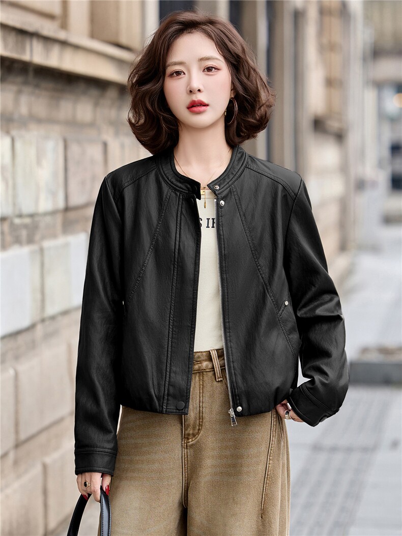 2026年春季新款现货时尚潮流皮衣外套机车服女装,女装皮衣,臻衣坊